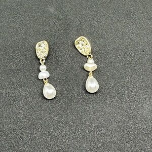 Elegant Gold and White Drop Earrings